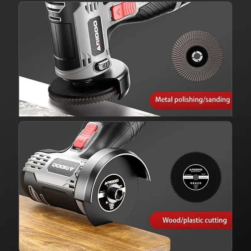 16.8V Mini Angle Grinder Portable Lithium Battery Large Capacity Polishing Grinding Cutting Machine for Household Power Tool