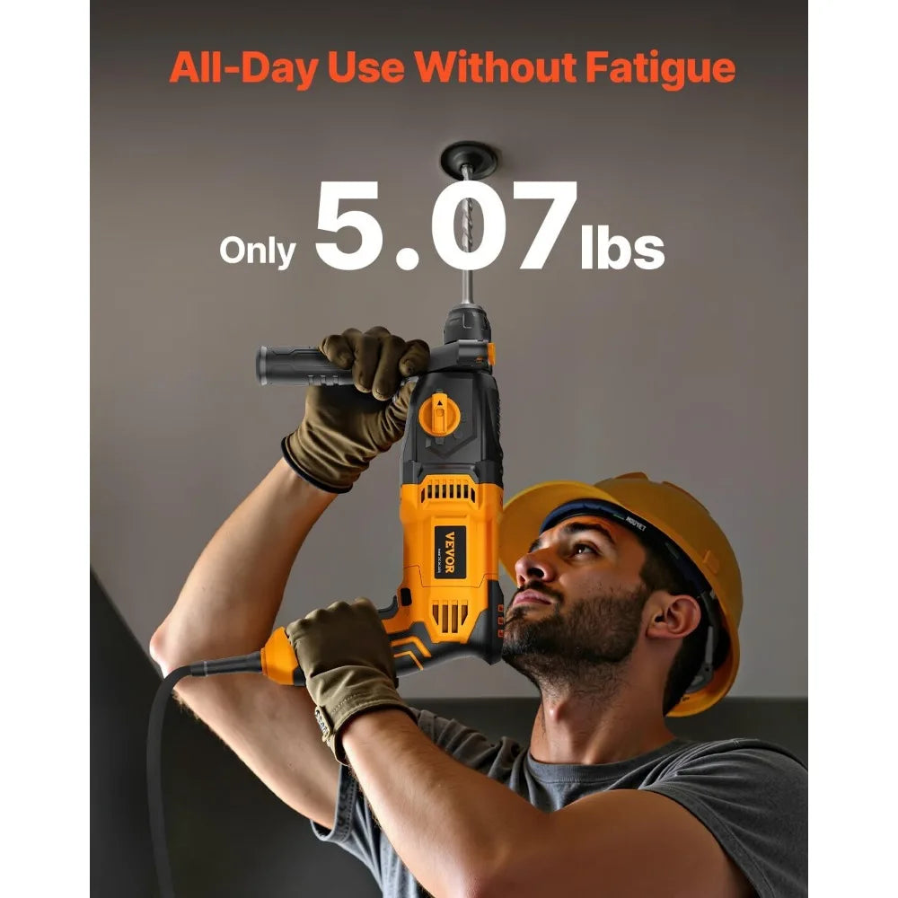 1 Inch SDS-Plus Rotary Hammer Drill, 8 Amp Corded, Heavy Duty Chipping Hammer with Safety Clutch for Electric Demolition
