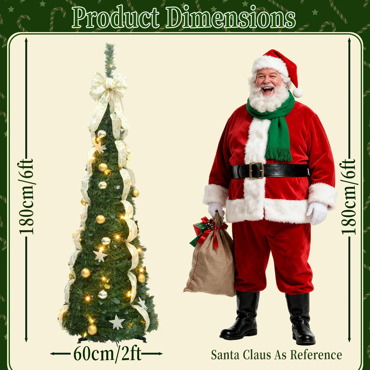 6FT/6.23FT -Christmas Decoration,Pre-Lit Artificial Christmas Tree, Suitable For Indoor,Home, Holiday, Kitchen,DIY, Party Use.