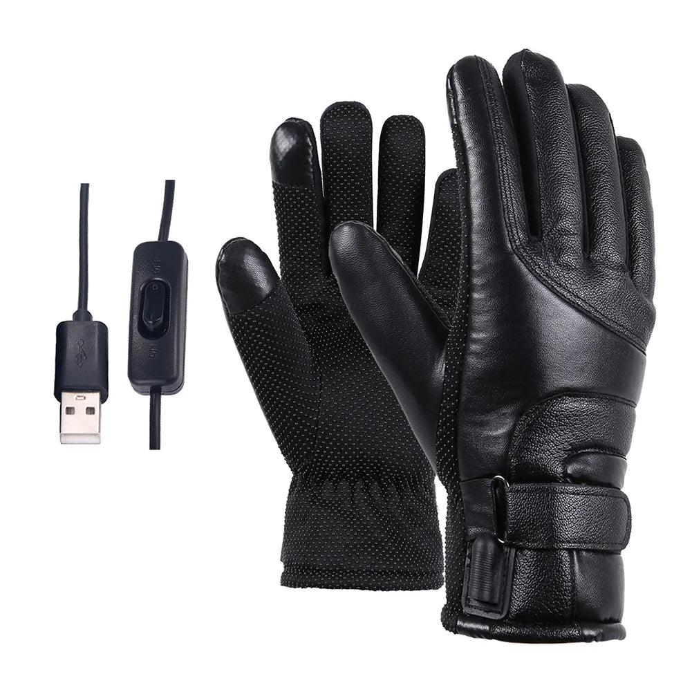 Heated Full Finger Mittens Touch Screen USB Electric Heating Gloves Ergonomics Constant Temperature for Indoor Home Outdoor