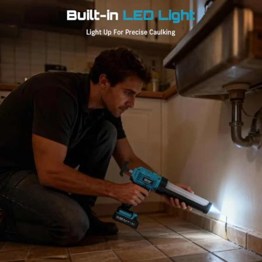 SEESII Cordless Caulking Gun 21V Battery Powered Caulk Gun for Home Repair and Construction Projects Electric Caulking Gun with