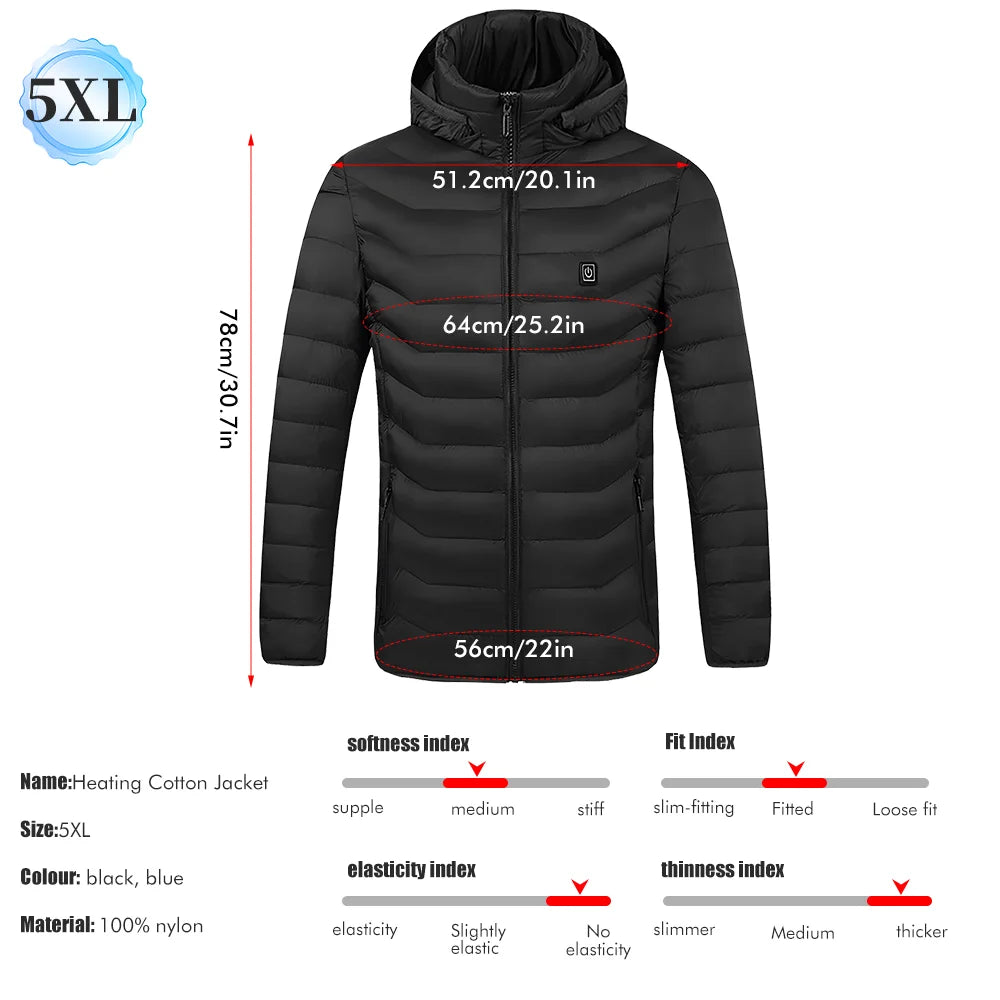 Heating Jackets Smart Thermostat Pure Color Hooded Heated Clothing Women Sportswear Heated Coat USB Heating Jacket For Camping