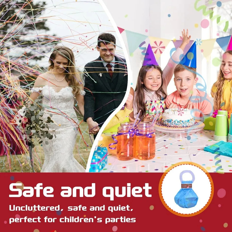 24Pack Hand Thrown Streamer Poppers Colorful Confetti Streamers No Mess Party Poppers Streamers for Weddings Birthdays Events Q