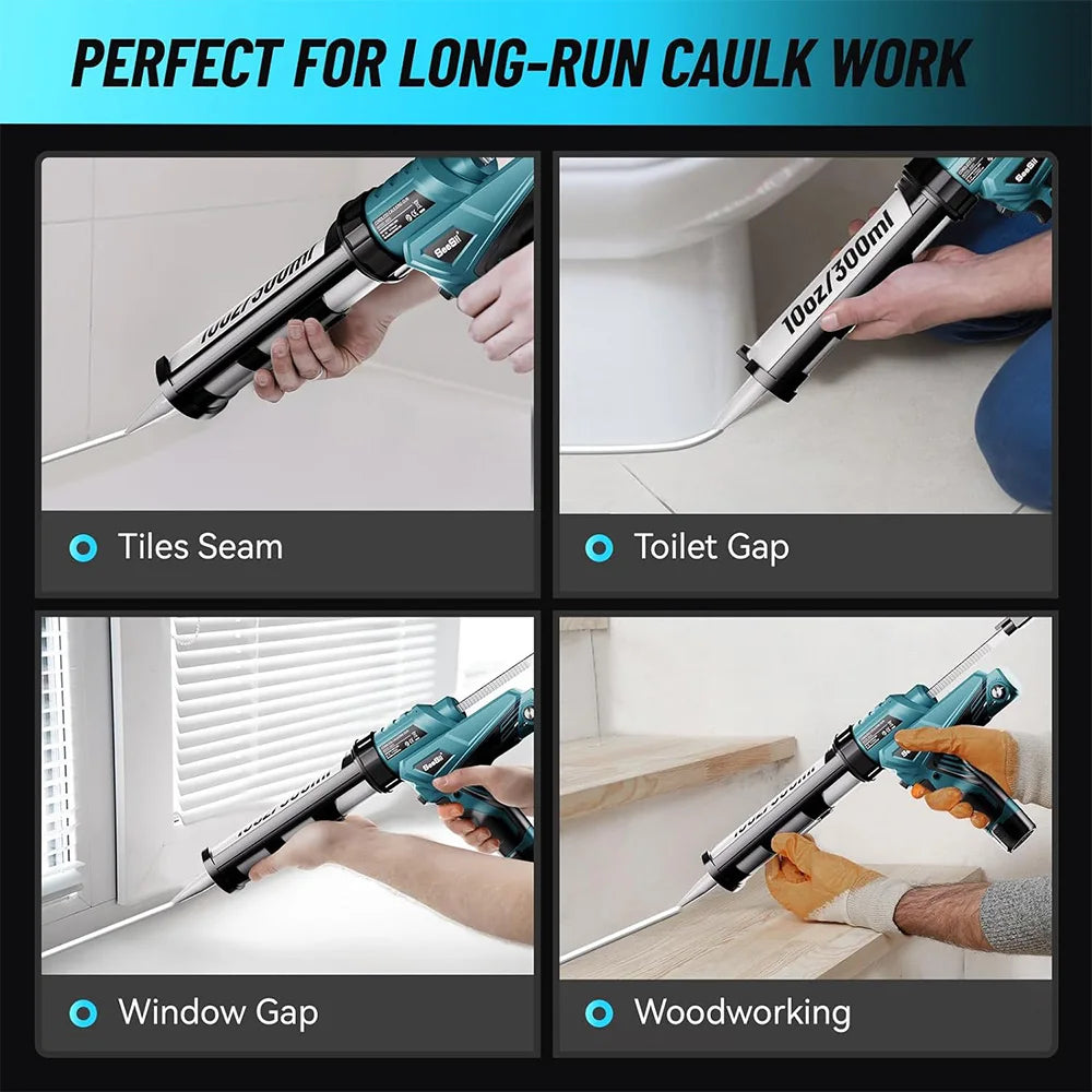 SEESII Cordless Cement Glass Adhesive Glue Electric Caulking Gun Seal Sealant Tool Wireless Glass Glue Gun for Filling Sealing