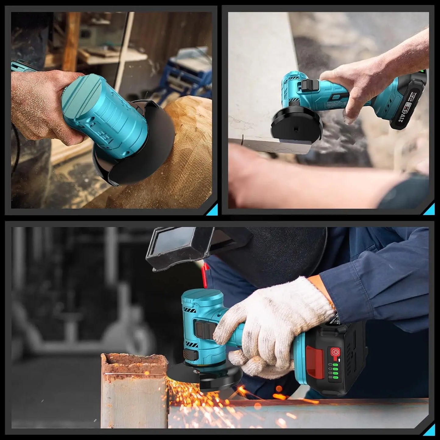 Seesii Cordless Mini Angle Grinder Kit 19000rpm Brushless Power Electric Grinder Tool for Metal Wood Polishing Rust Removal