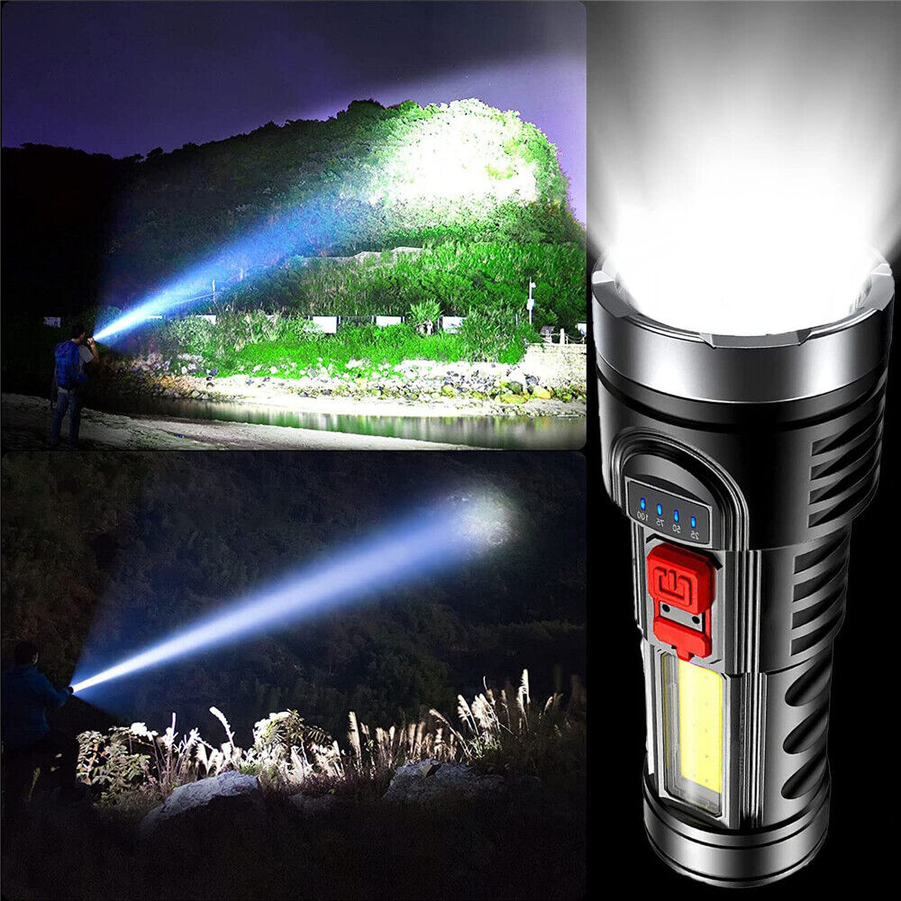 Brightest Flashlight 990000000 Lumens – Ultra-Powerful Rechargeable LED Torch with 4 Lighting Modes & Side COB Light