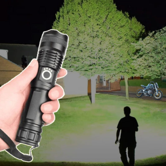Powerful LED Flashlight – 90,000 Lumens Rechargeable Tactical Torch