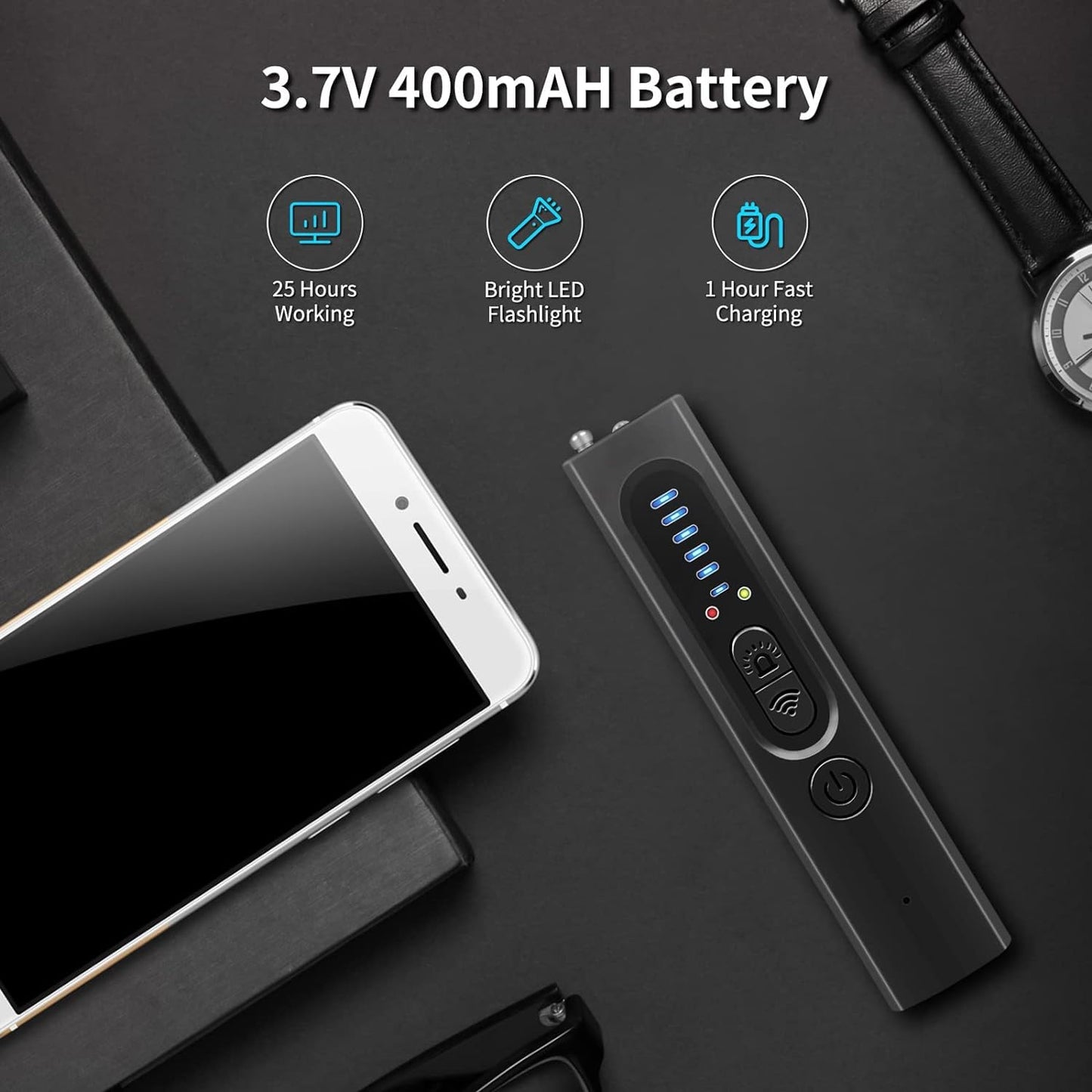 Hidden Camera & GPS Tracker Detector – Military Grade RF Signal Scanner with Built-In GPS Detection