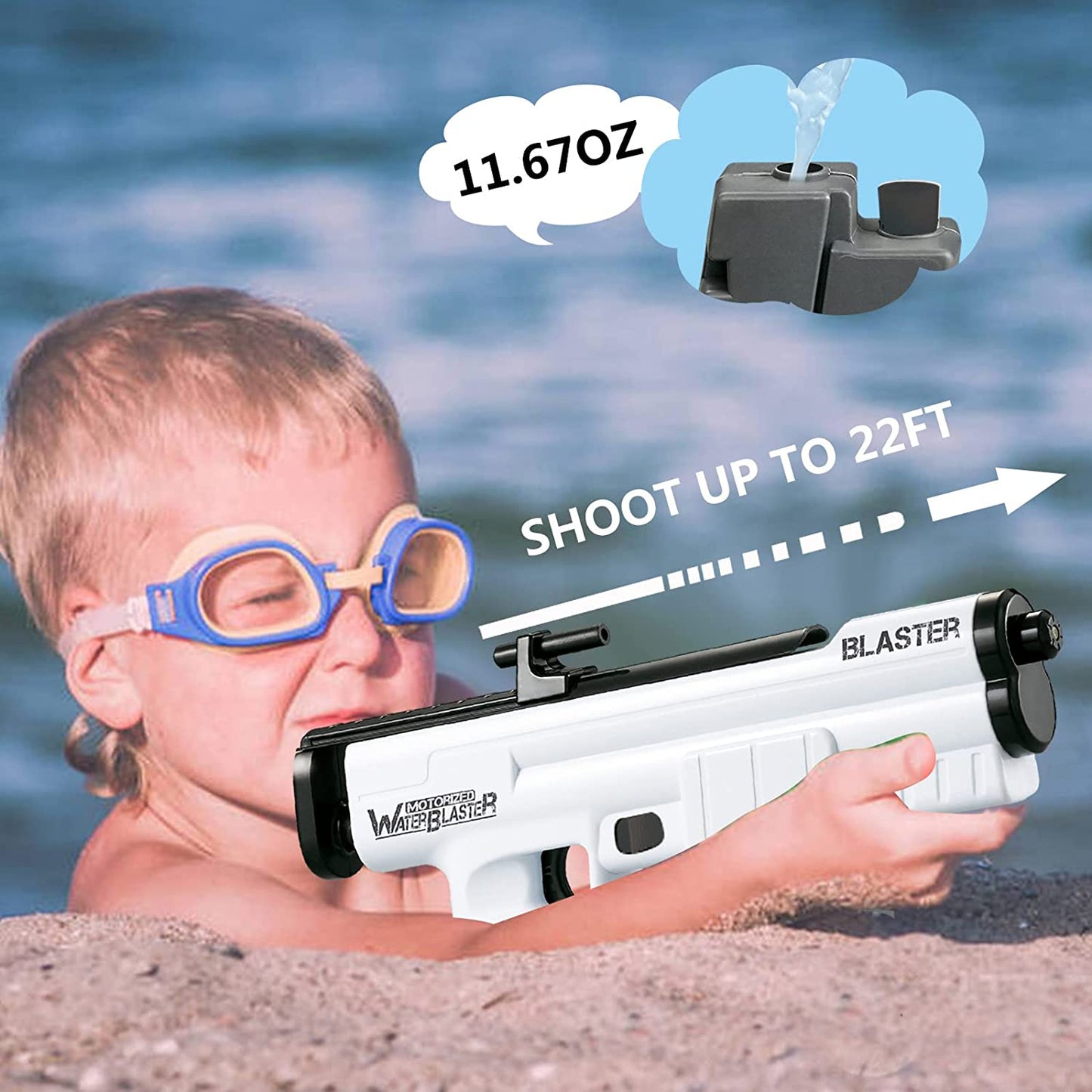 Electric Water Squirt Gun for Kids – Long Range, Battery Powered Outdoor Water Blaster