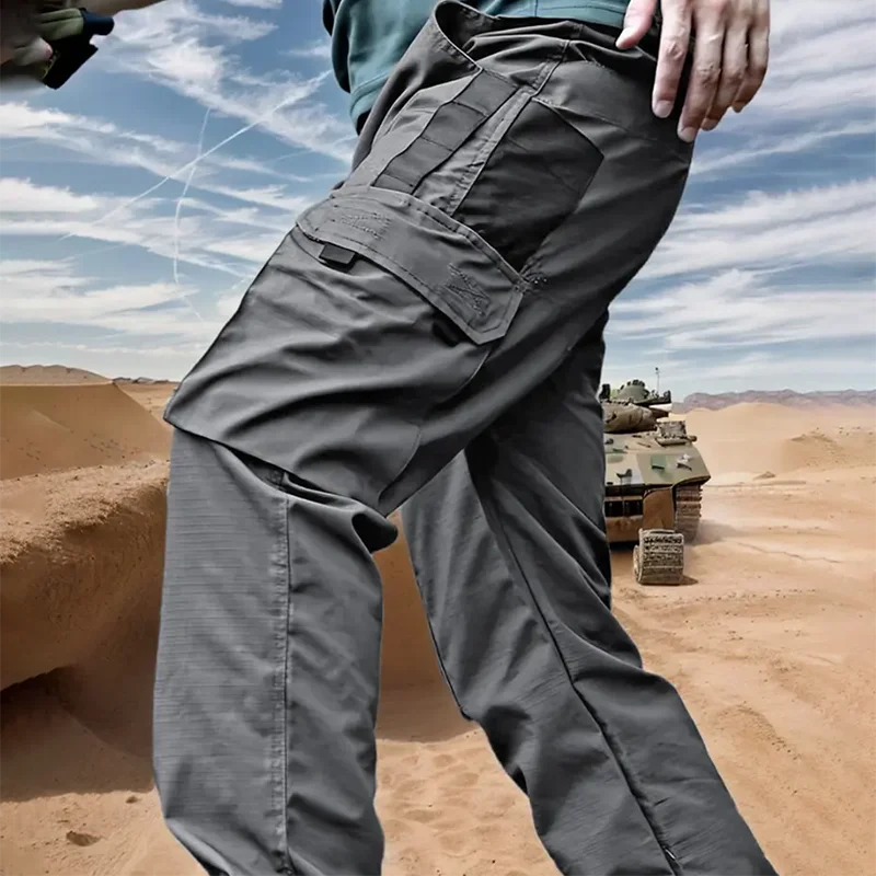 2PCS Tactical Work Pants Men Outdoor Cargo Trousers Multi-pocket Waterproof Pant Autumn Spring Outdoor Workwear Hiking Trousers