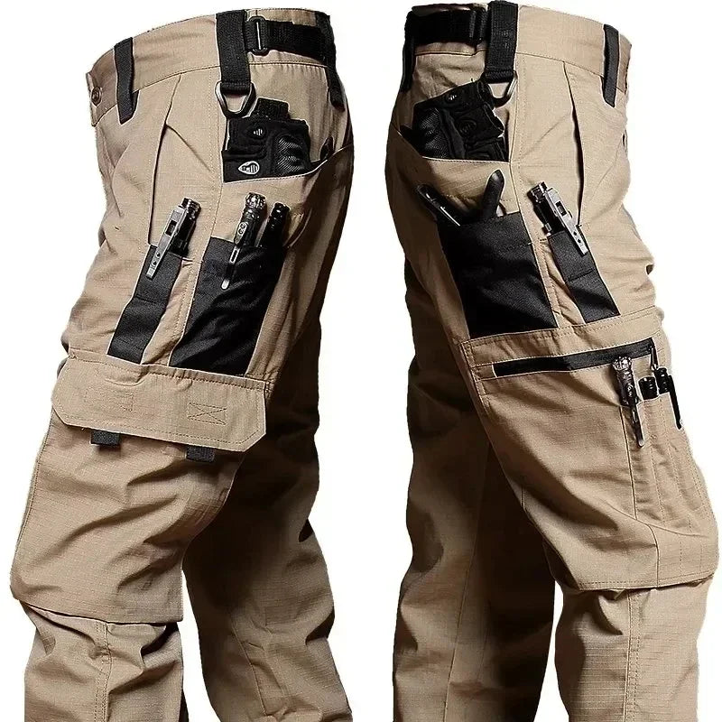 2PCS Tactical Work Pants Men Outdoor Cargo Trousers Multi-pocket Waterproof Pant Autumn Spring Outdoor Workwear Hiking Trousers