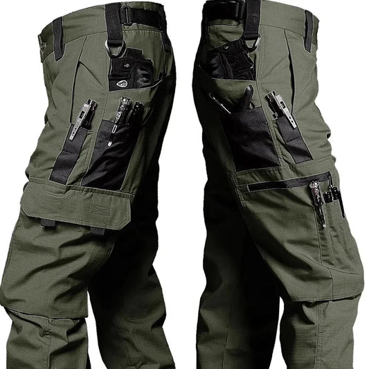 2PCS Tactical Work Pants Men Outdoor Cargo Trousers Multi-pocket Waterproof Pant Autumn Spring Outdoor Workwear Hiking Trousers