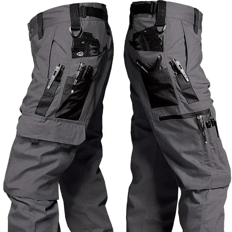 2PCS Tactical Work Pants Men Outdoor Cargo Trousers Multi-pocket Waterproof Pant Autumn Spring Outdoor Workwear Hiking Trousers