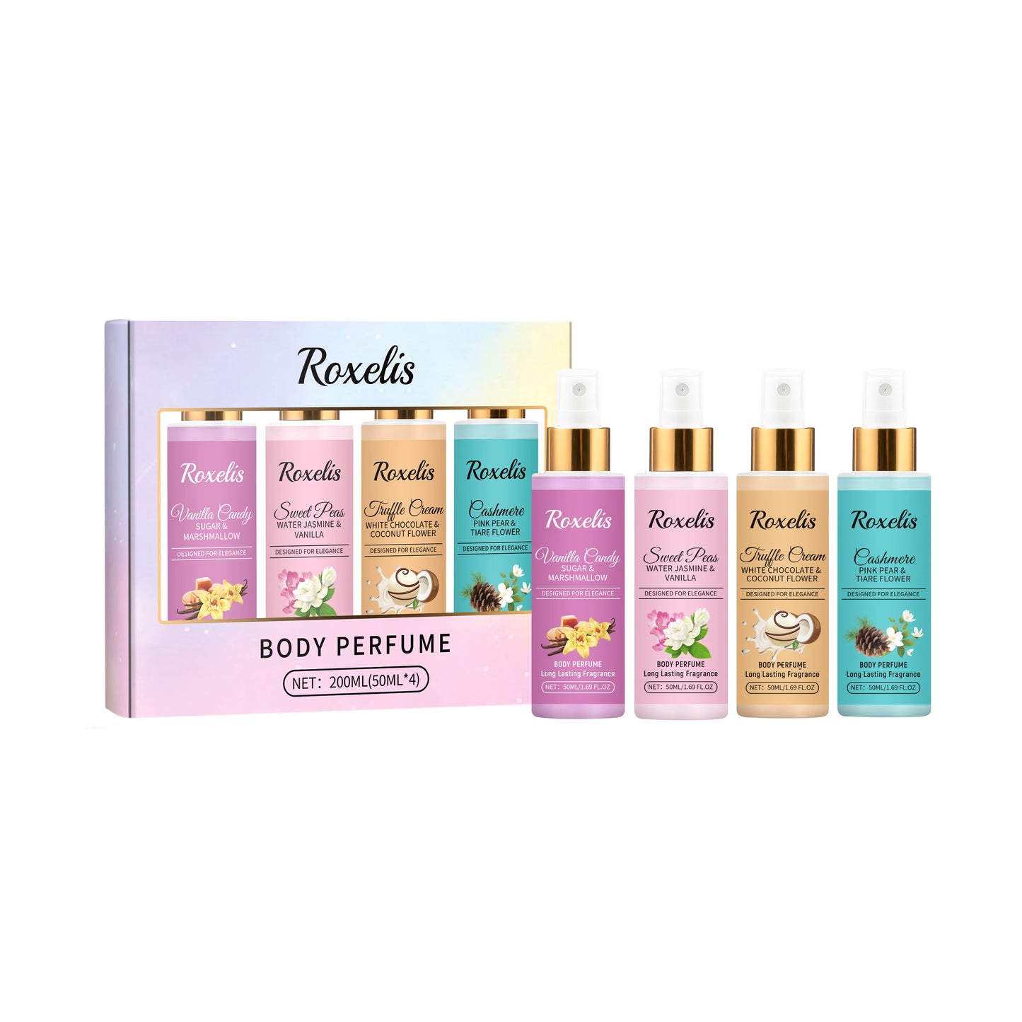 Roxelis 1set Body Fragrance Perfume Spray Set Long Lasting Freshing Fruit Scent Daily Dating Glamour Flirting Elegant Perfume