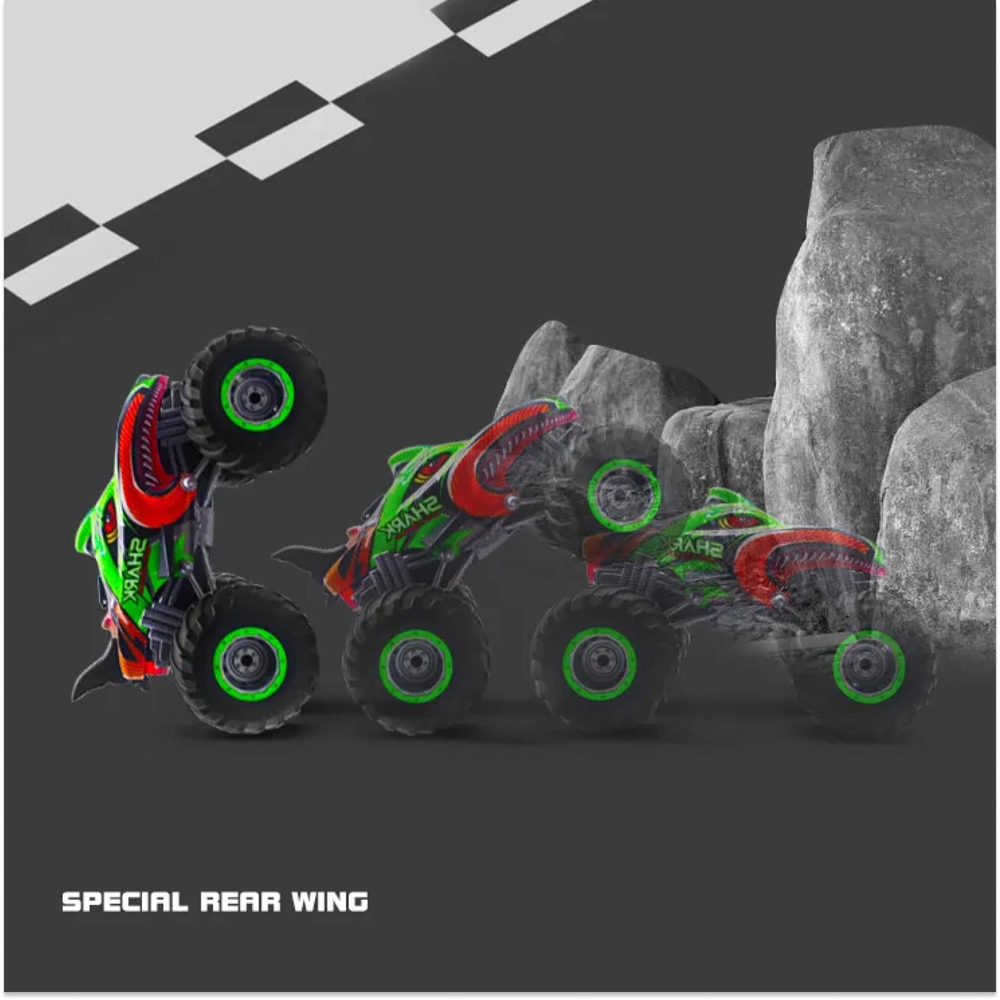 RC 4x4 Off-Road Monster Truck – Remote Control Rock Crawler Drift Car (Shark Digger Design)