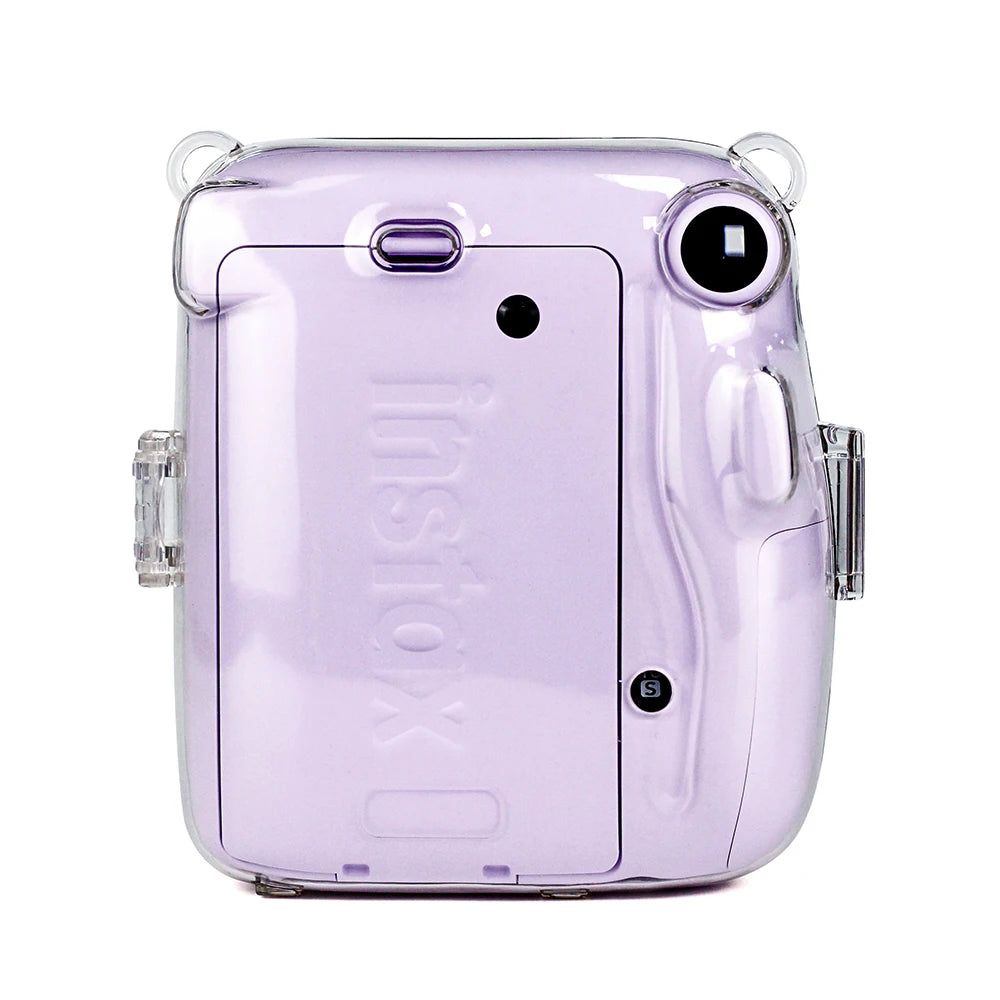 For Fujifilm Instax Mini 11 Instant Camera Transparent Instax Mini Carry Case Bag Crystal Hard Cover with Shoulder Strap