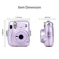 For Fujifilm Instax Mini 11 Instant Camera Transparent Instax Mini Carry Case Bag Crystal Hard Cover with Shoulder Strap