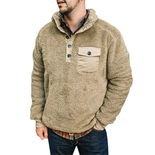 2025 Men's Coat Jacket Winter Warm Plush Pullover Men Fleece Outerwear Turndown Collar Coat Streetwear Chaqueta De Los Hombres