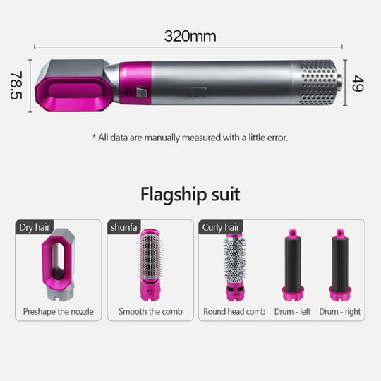 5-in-1 Hair Airflow Curler Dryer Brush – Electric Blow Dryer & Curling Wand Styling Kit for Women