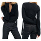 Women s V Neck Tie Front Wrap Cardigan Long Sleeve Crop Knit Sweater Casual Fall Clothes Solid Color Stylish Top
