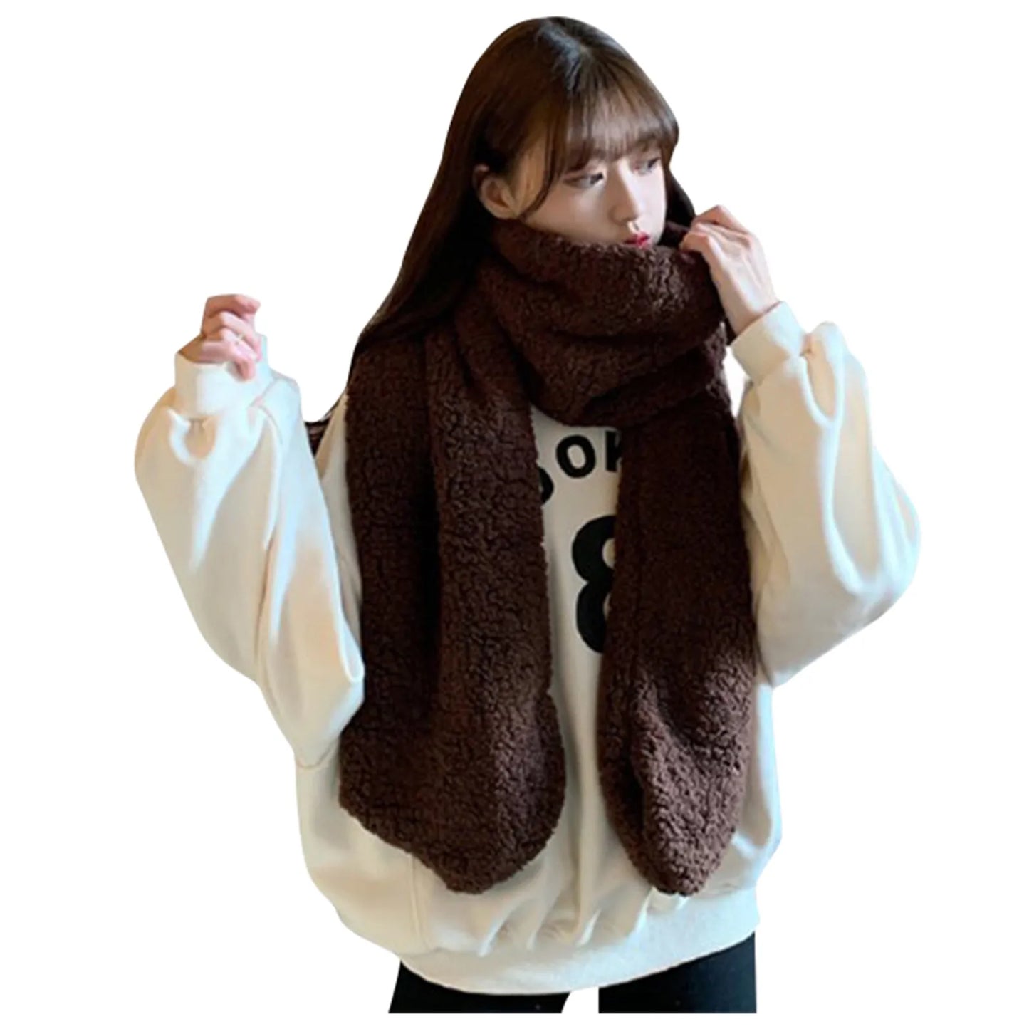 Warm In And Winter Thickened Lamb Hair Scarf Women'S Cute Wearing Guide Plush Warm Japanese New Winter Women Scarf New Hot