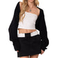 Women Fashion Wild Knitted Shrugs Solid Color Long Sleeve Open Front Sweater Coat Spring Fall Casual Cardigan