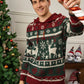 Christmas Men's Sweater with Hood - Festive Reindeer & Snowflake Design for Holiday Warmth
