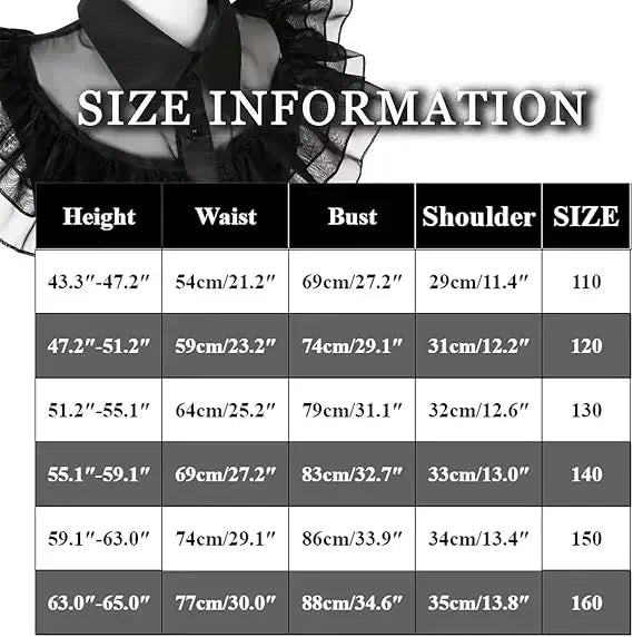 ﻿ Wednesday Addams Cosplay Dress For Girl Kids Movie Black Dress Adult Women's Dress Halloween Carnival Party Role Play Set