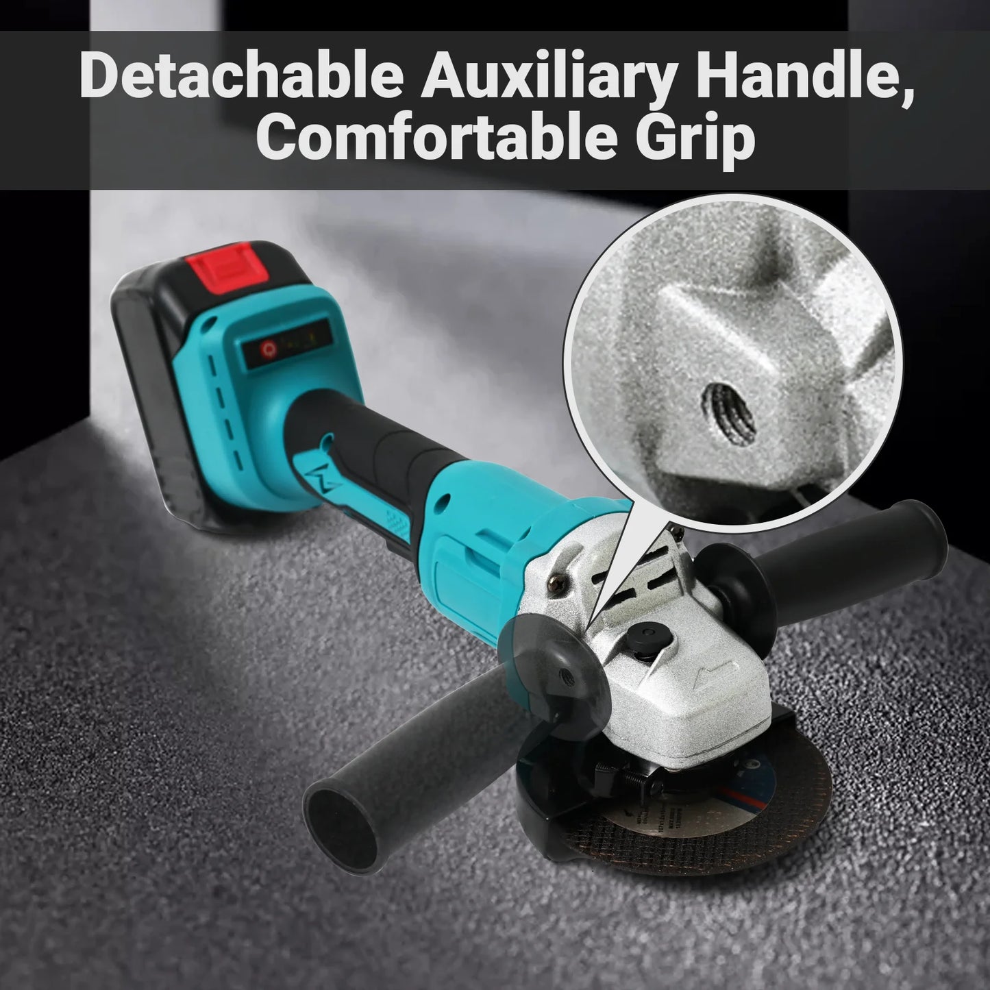 Cordless Angle Grinder Kit Electric Tool 4Inch 21V Brushless Power 9000r/min 2x1300mAh Lithium Batteries for Cutting Shaping