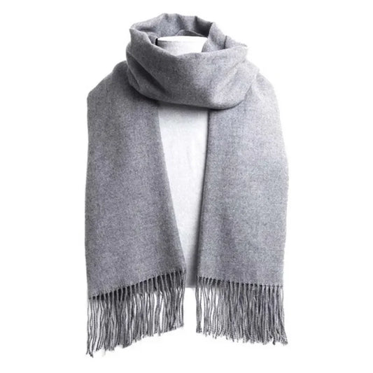 2025 Solid Color Imitation Cashmere Scarf for Autumn Winter Thick Long Fringe Shawl Unisex Versatile Wrap Casual Formal Wear