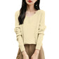 Women'S Fashion Flat-Knit V-Neck Pullover Sweater Solid Color Long-Sleeve Top Pulls Femmes Woman Clothes Sweater For Woman