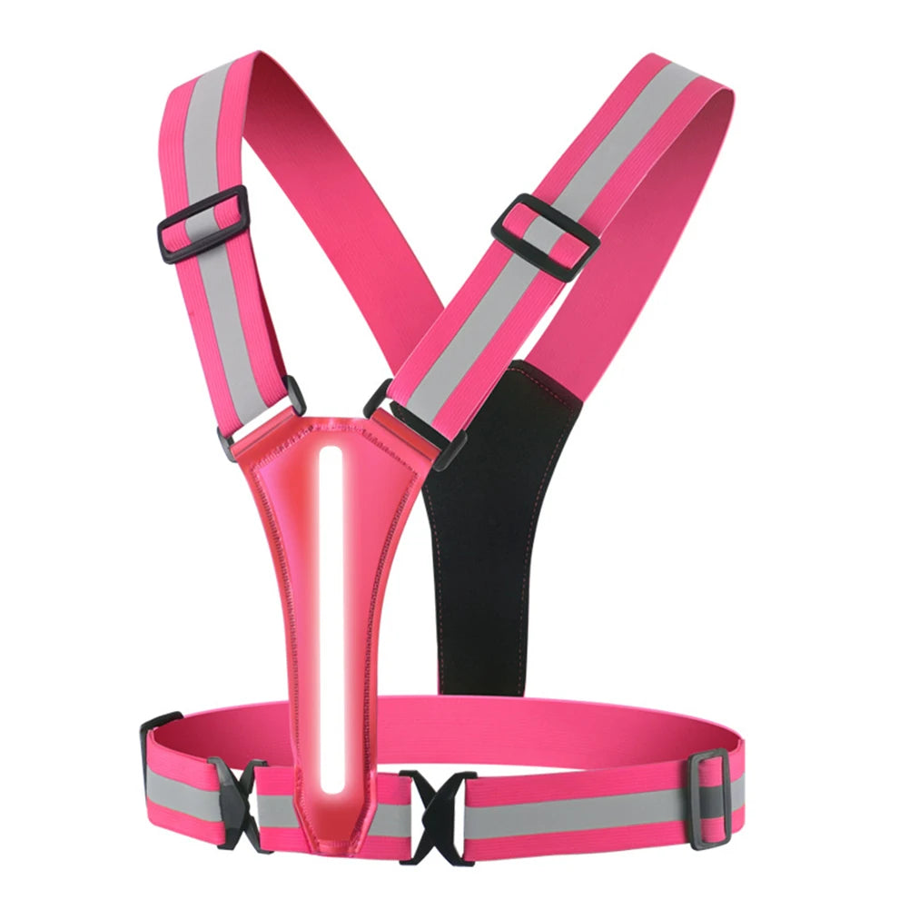 LED Running Vest USB Rechargeable Reflective Night Work Security Vest Adjustable Night Running Vest High Visibility Elastic Band