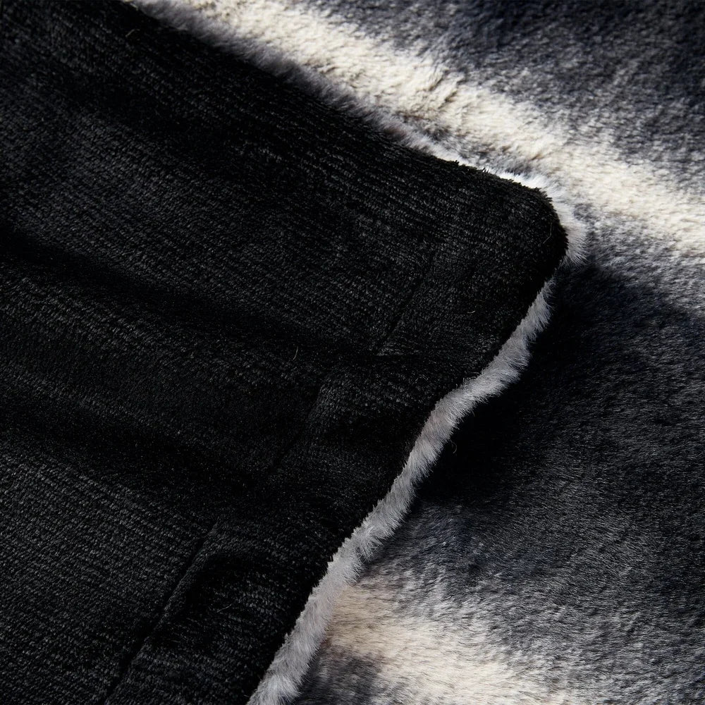 Reversible Plush Fleece Throw Blanket Soft Velvet Ombre Dual Layer Heavyweight Cozy Home Decor Blanket Machine Washable