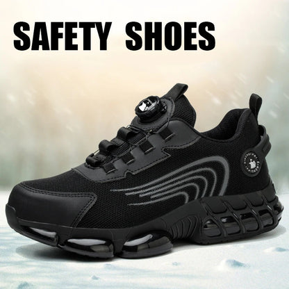 Steel toe cap, non-lacing, anti-impact and anti-puncture casual work shoes
