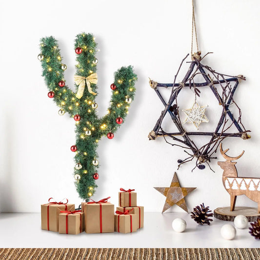 5FT Cactus Artificial Christmas Tree 110 LED lights and Decorative Accessories