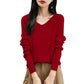 Women'S Fashion Flat-Knit V-Neck Pullover Sweater Solid Color Long-Sleeve Top Pulls Femmes Woman Clothes Sweater For Woman