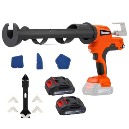 Cordless Caulking Gun 29 oz with 2 Batteries 2Ah Auto Retract LED Light 6500N 09.5mm s Stepless Speed Control for Professional