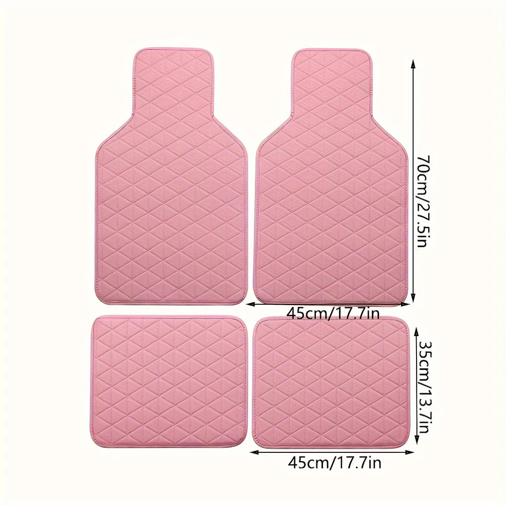 4Pcs Auto Foot Pad Non Slip Car Front Rear Mats Set Waterproof Universal Auto Carpet Car Interior Accessories