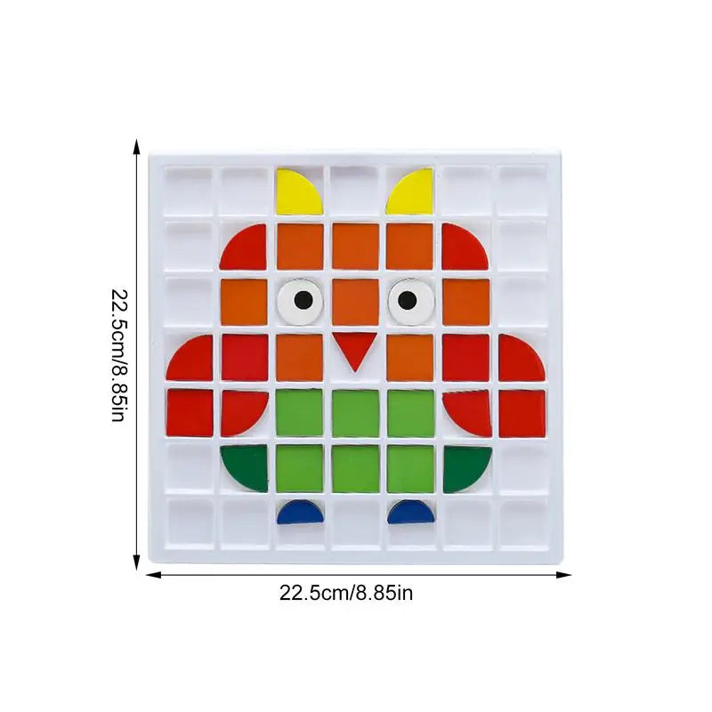 Shape Puzzle Pattern Blocks Educational Mosaic Shape Jigsaw Blocks Board Game Mosaic Color Shapes Puzzles Toys For Over 3 Years