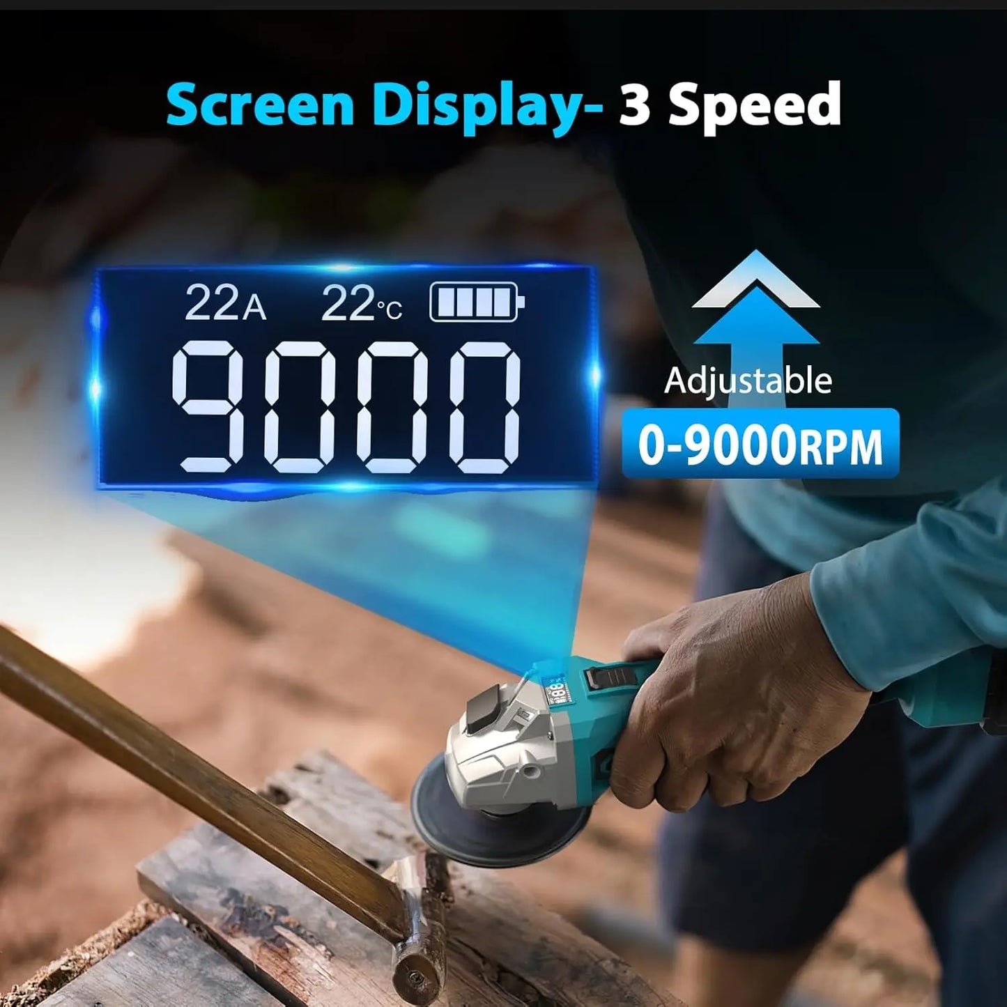 21V Cordless Brushless Angle Grinder, 9000 RPM with 4.0Ah Battery & 4-1/2'' Discs for Metal Cutting, Grinding, Sanding