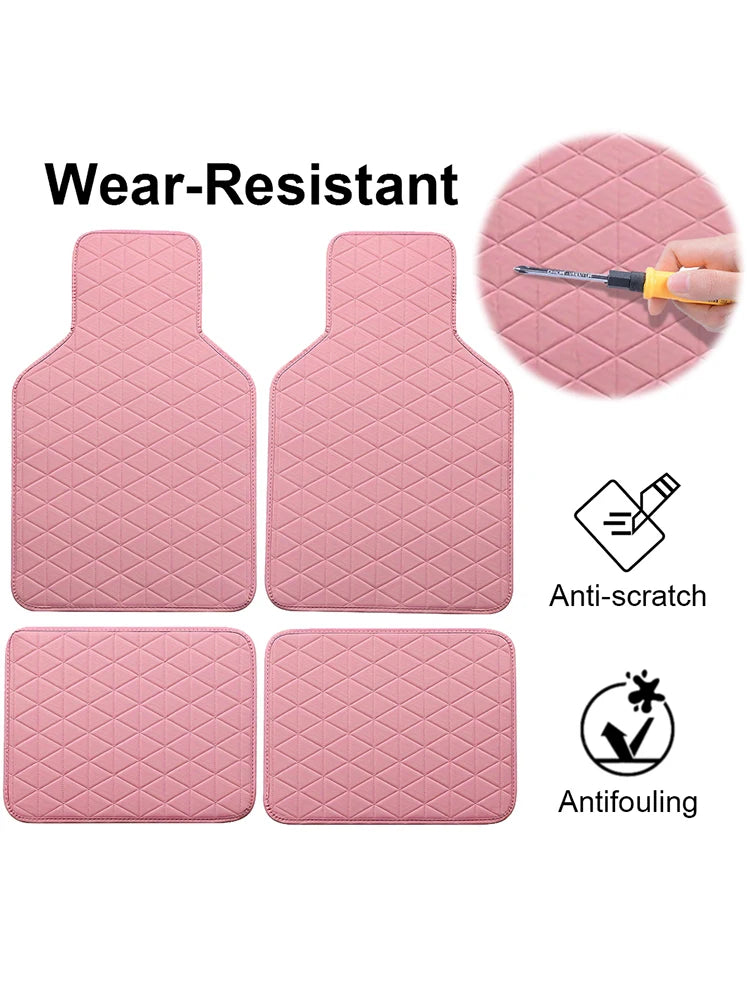 4Pcs Auto Foot Pad Non Slip Car Front Rear Mats Set Waterproof Universal Auto Carpet Car Interior Accessories