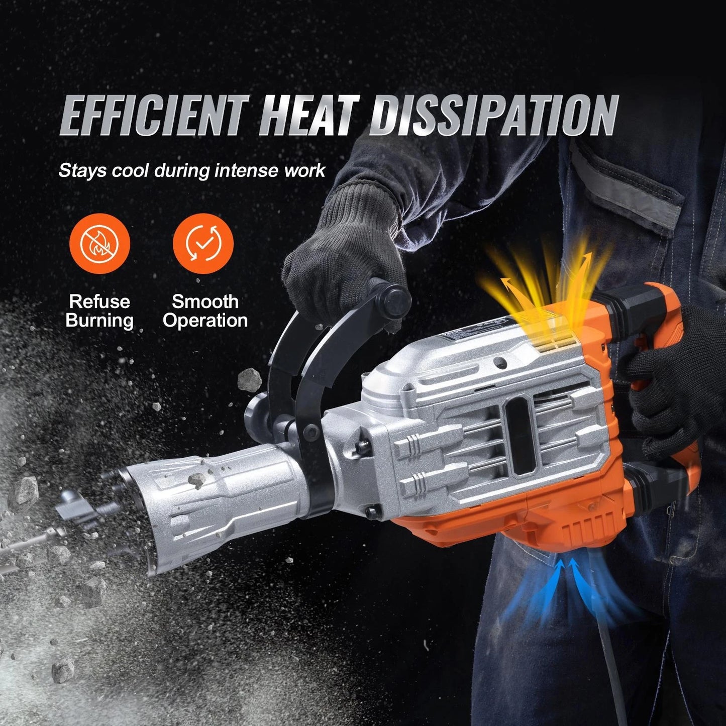 SucceBuy Demolition Jack Hammer 1500W/2200W/3500W Jack Hammer Concrete Breaker Heavy Duty Electric Jack Hammer 2/4pcs Chisel