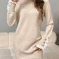 Autumn and Winter New Fashion Woman Sweater Lace Splicing Half High Neck Bottom Shirt Slim Sweater Lace Knit Top