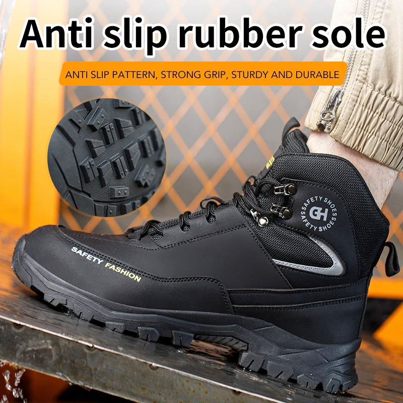 Safety Shoes for Men Steel Toe Work Shoes Anti-smash Anti-puncture Indestructible Shoes Protective Security Footwear Boots