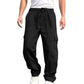 Men s Loose Cargo Long Pants Solid Color Drawstring Waist Straight Leg Trousers Casual Work Pants with Pockets
