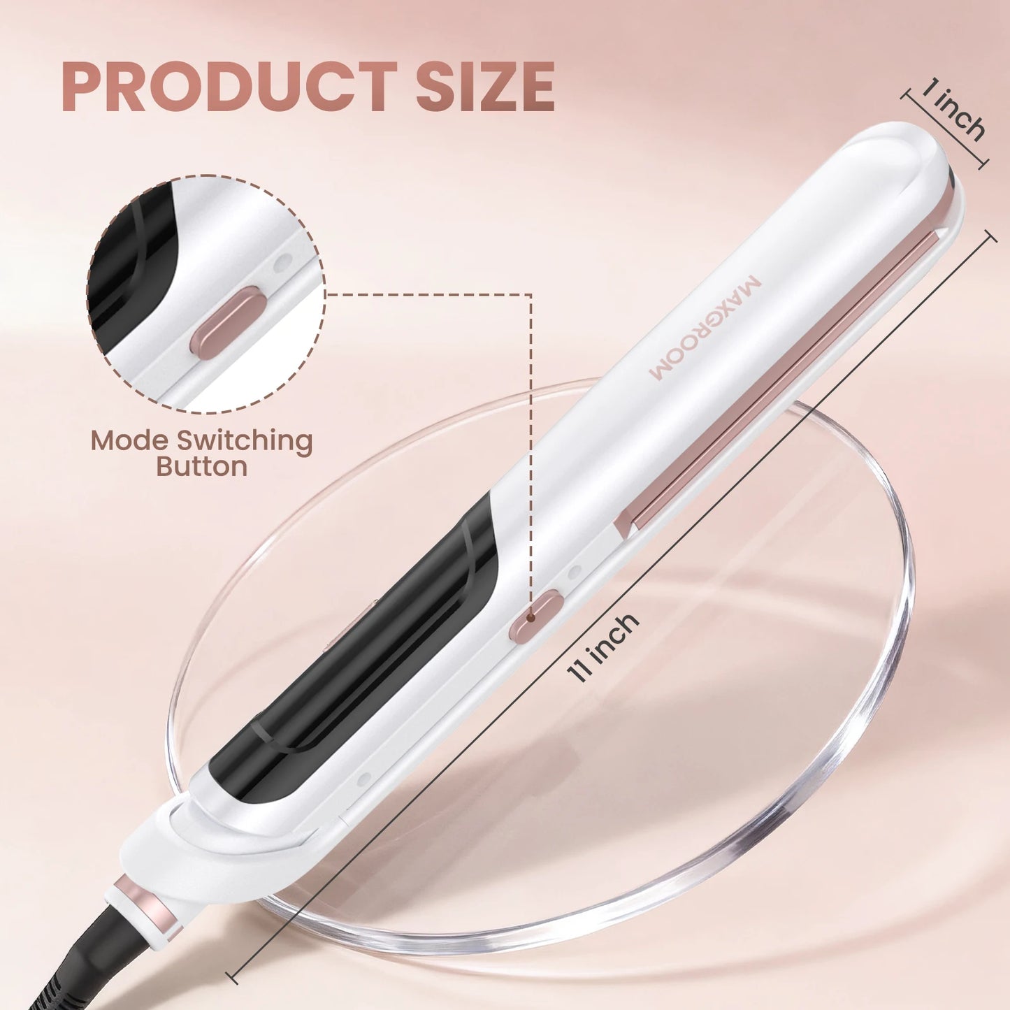 MAXGROOM 3In 1 Professional Hair Straightener Curlering PTC Ceramic Fast Heating Curler Adjustable Temperature Hair Straightener