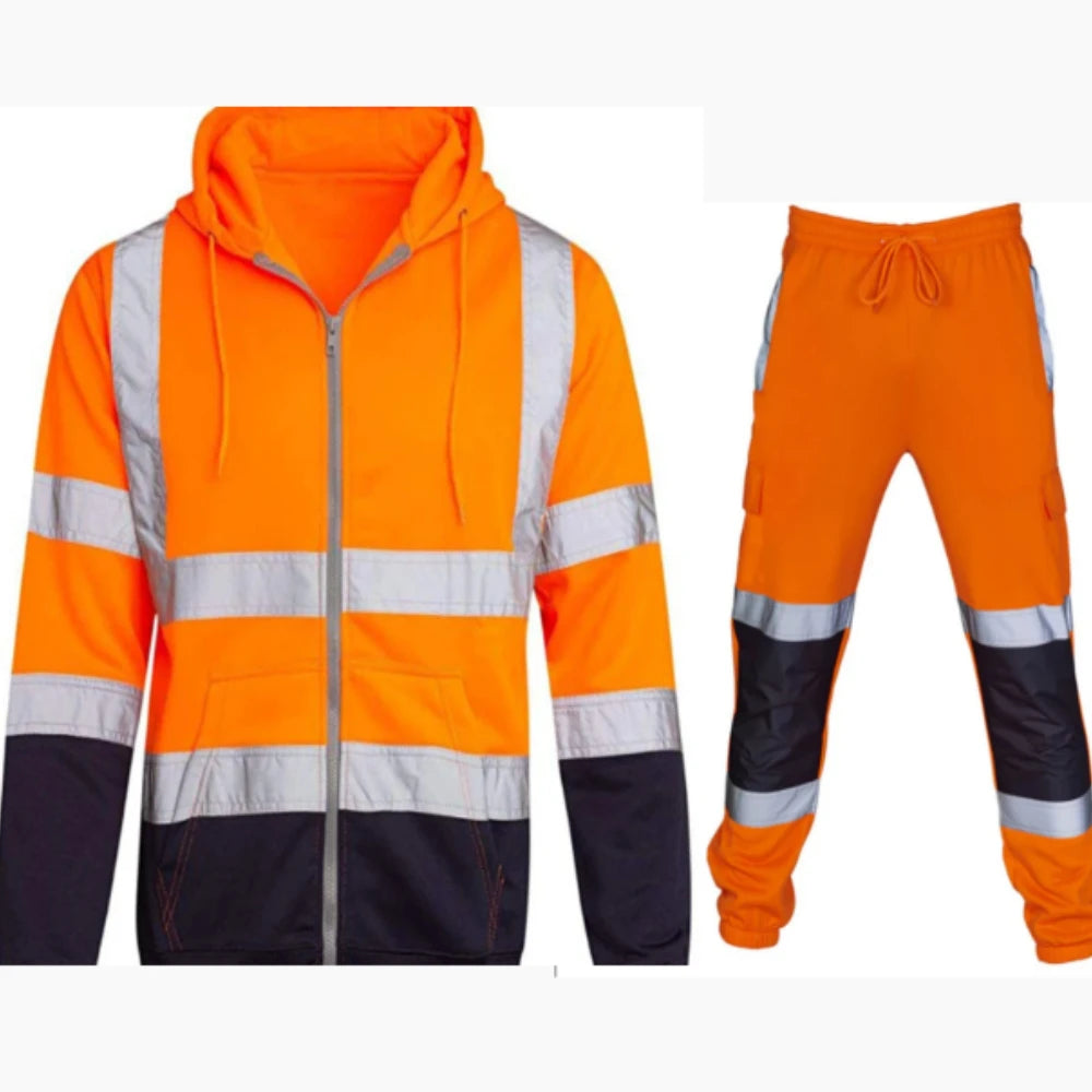 Men's reflective workwear, high-energy visible safety suit set, factory, environmental sanitation labor protection suit