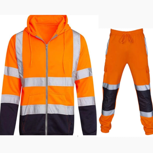 Men's reflective workwear, high-energy visible safety suit set, factory, environmental sanitation labor protection suit