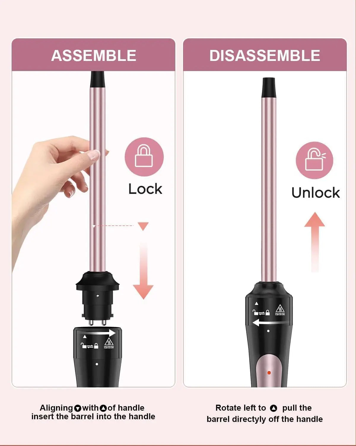 3/8 Inch Tourmaline Ceramic Curling Wand, Small Curling Iron for Short & Long Hair, 30S Instant Heat Up, 2 Temperature Settings,