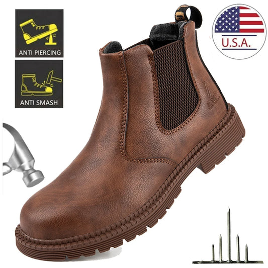 Safety Shoes Men's Work Steel Toe Caps Boots Male Indestructible Protective Shoes Puncture-Proof Security Footwear Work Boots